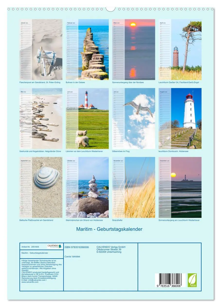Bild: 9783516366006 | Maritim - Geburtstagskalender (Wandkalender 2026 DIN A2 hoch),...