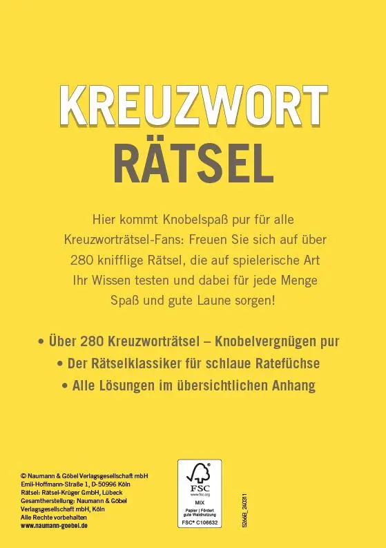 Rückseite: 9783625196006 | Kreuzworträtsel - Band 4 | Taschenbuch | 320 S. | Deutsch | 2024