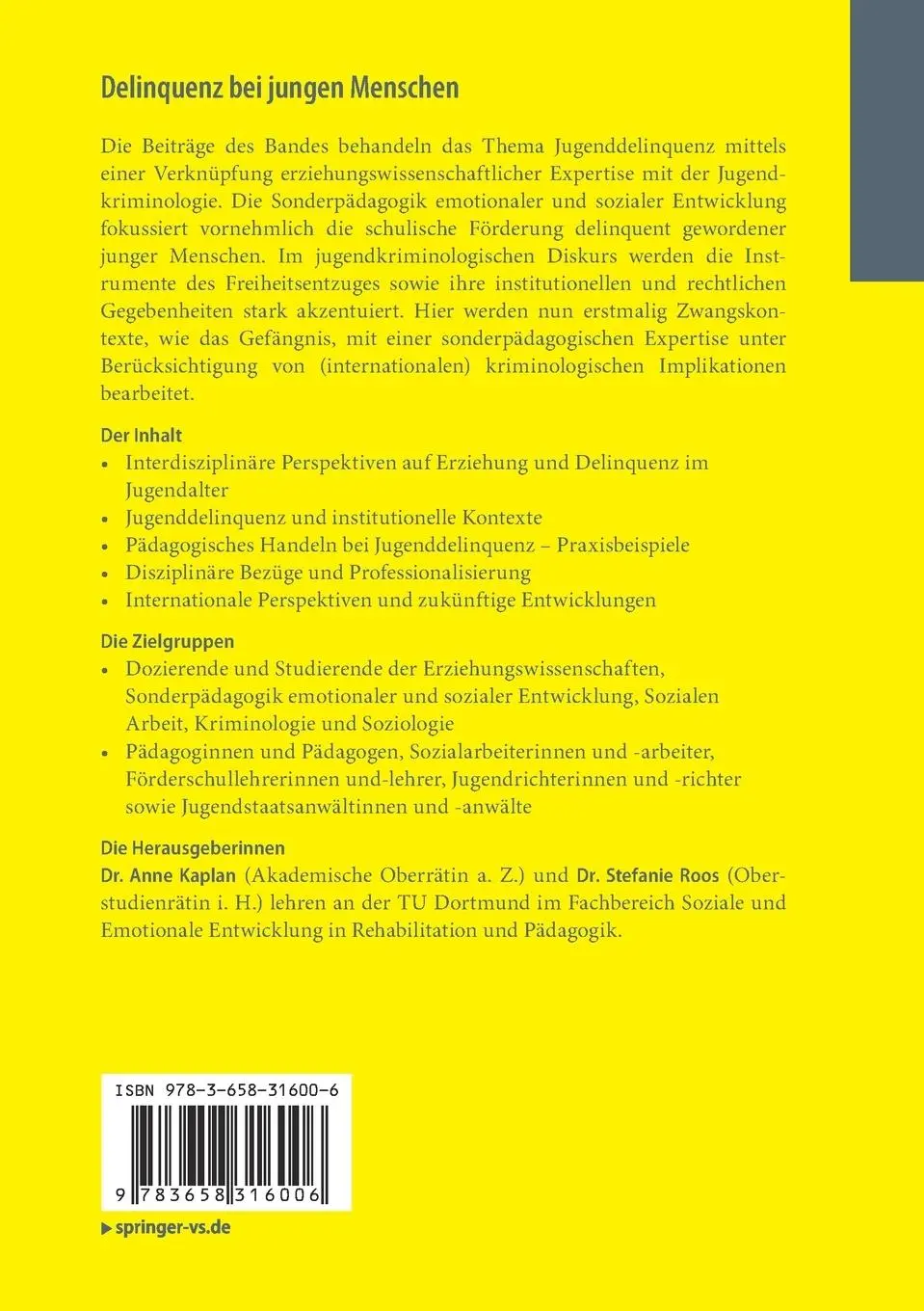 Rückseite: 9783658316006 | Delinquenz bei jungen Menschen | Ein interdisziplinäres Handbuch | xii