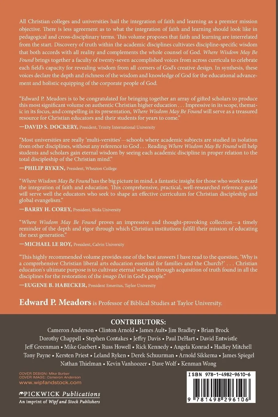 Rückseite: 9781498296106 | Where Wisdom May Be Found | Edward P. Meadors | Taschenbuch | Englisch