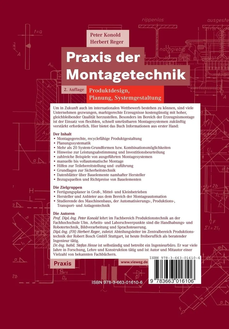 Rückseite: 9783663016106 | Praxis der Montagetechnik | Produktdesign, Planung, Systemgestaltung