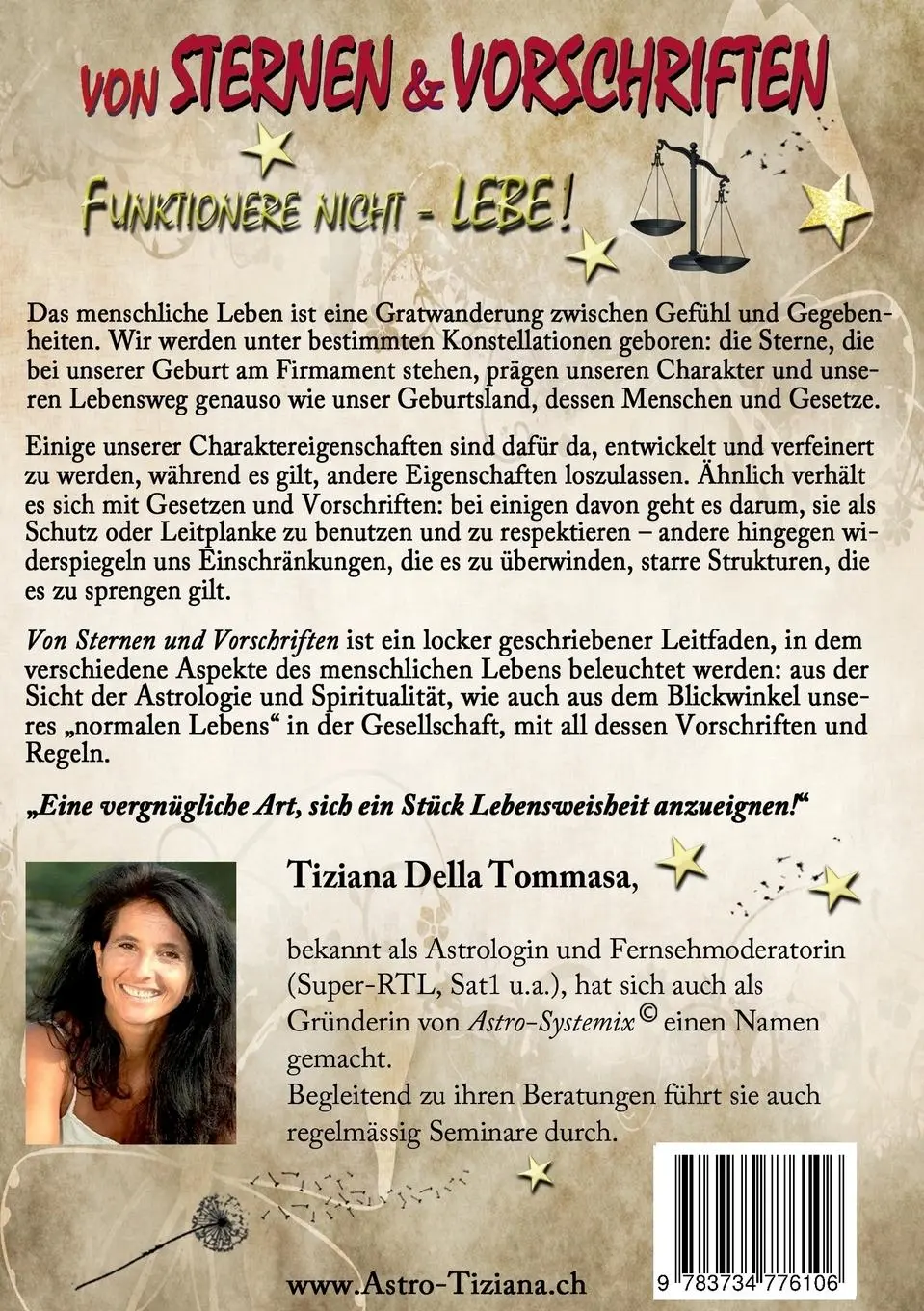 Rückseite: 9783734776106 | Von Sternen &amp; Vorschriften | Funktioniere nicht - Lebe! | Tommasa