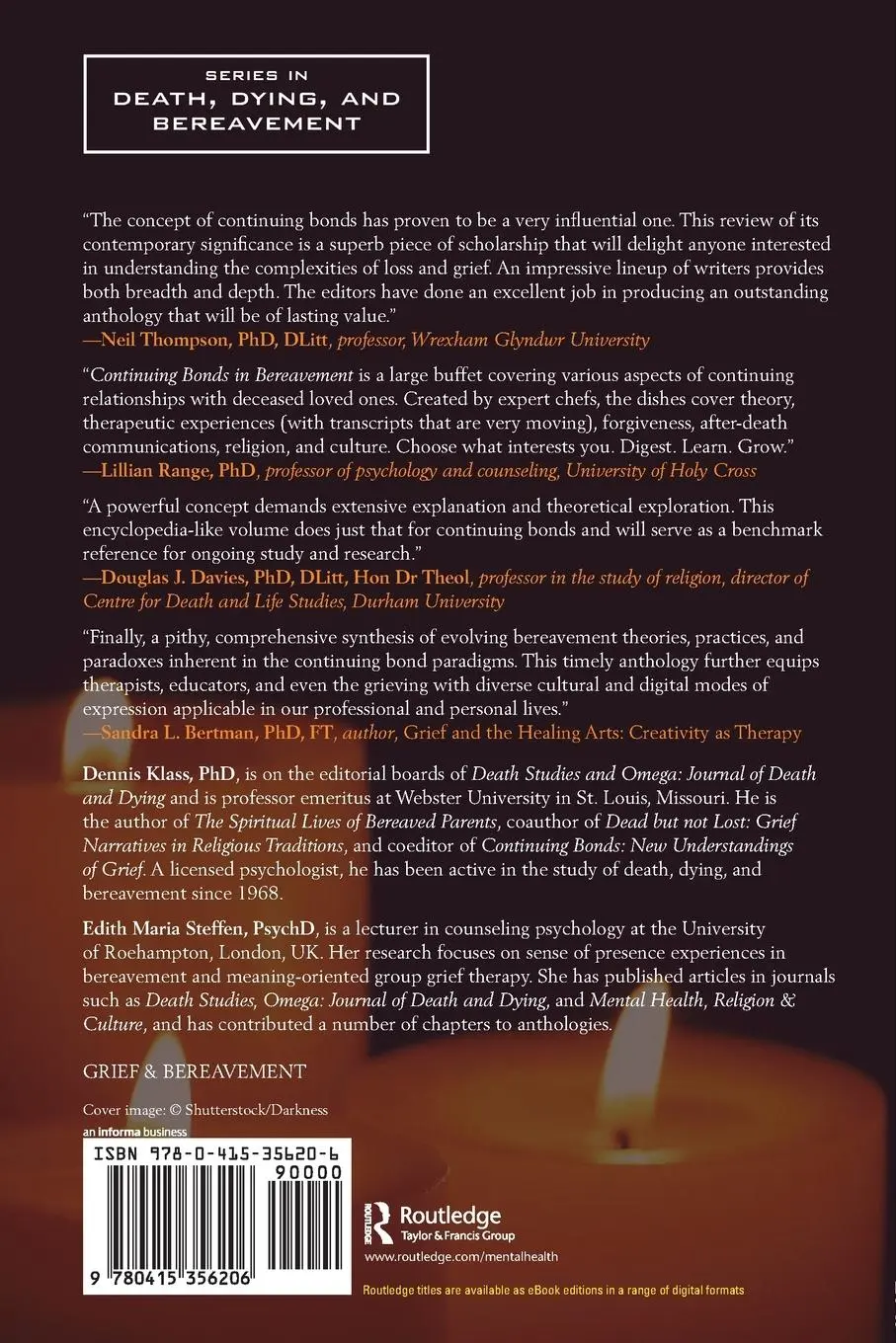 Rückseite: 9780415356206 | Continuing Bonds in Bereavement | Dennis Klass (u. a.) | Taschenbuch
