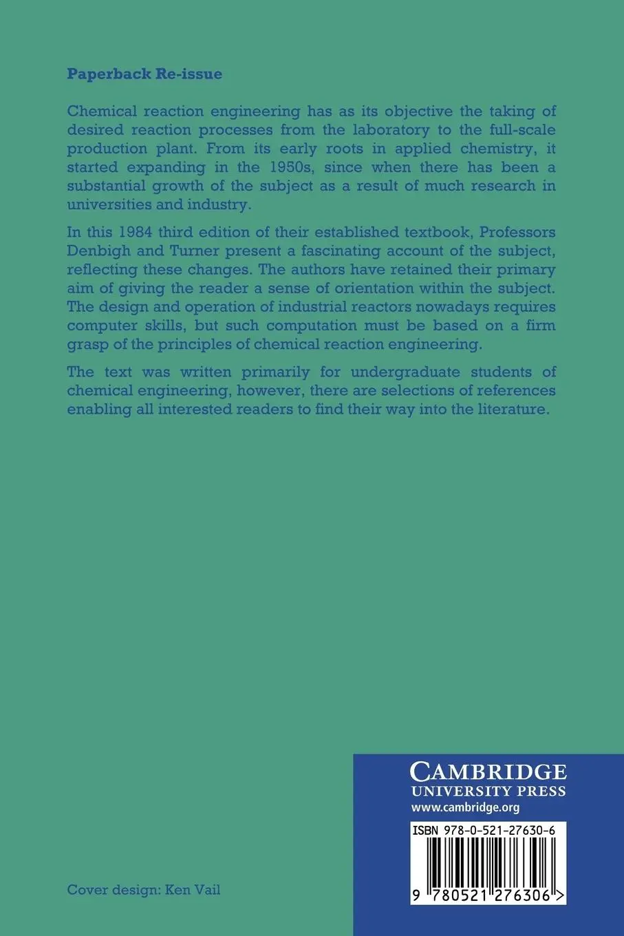 Rückseite: 9780521276306 | Chemical Reactor Theory | An Introduction | Denbigh (u. a.) | Buch