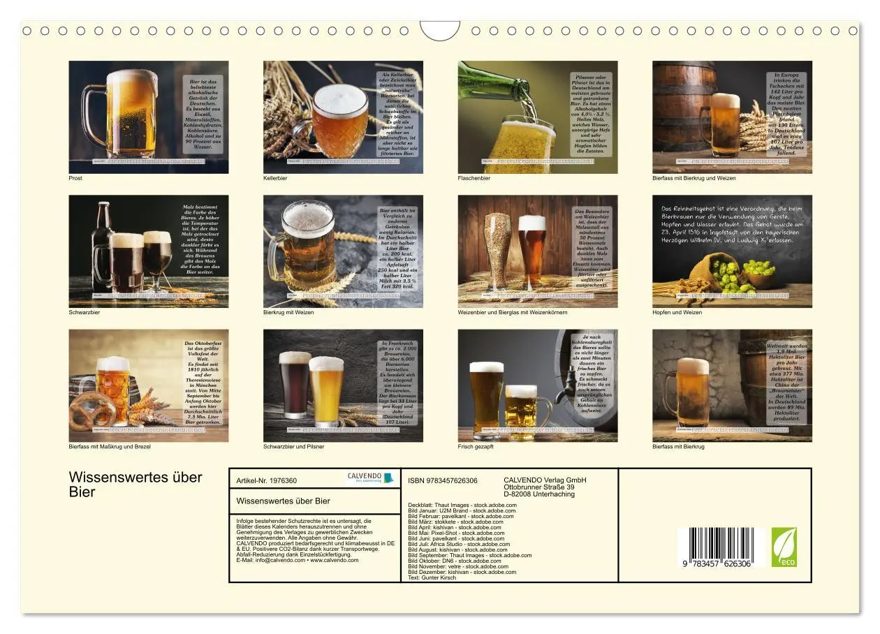 Bild: 9783457626306 | Wissenswertes über Bier (Wandkalender 2026 DIN A3 quer), CALVENDO...