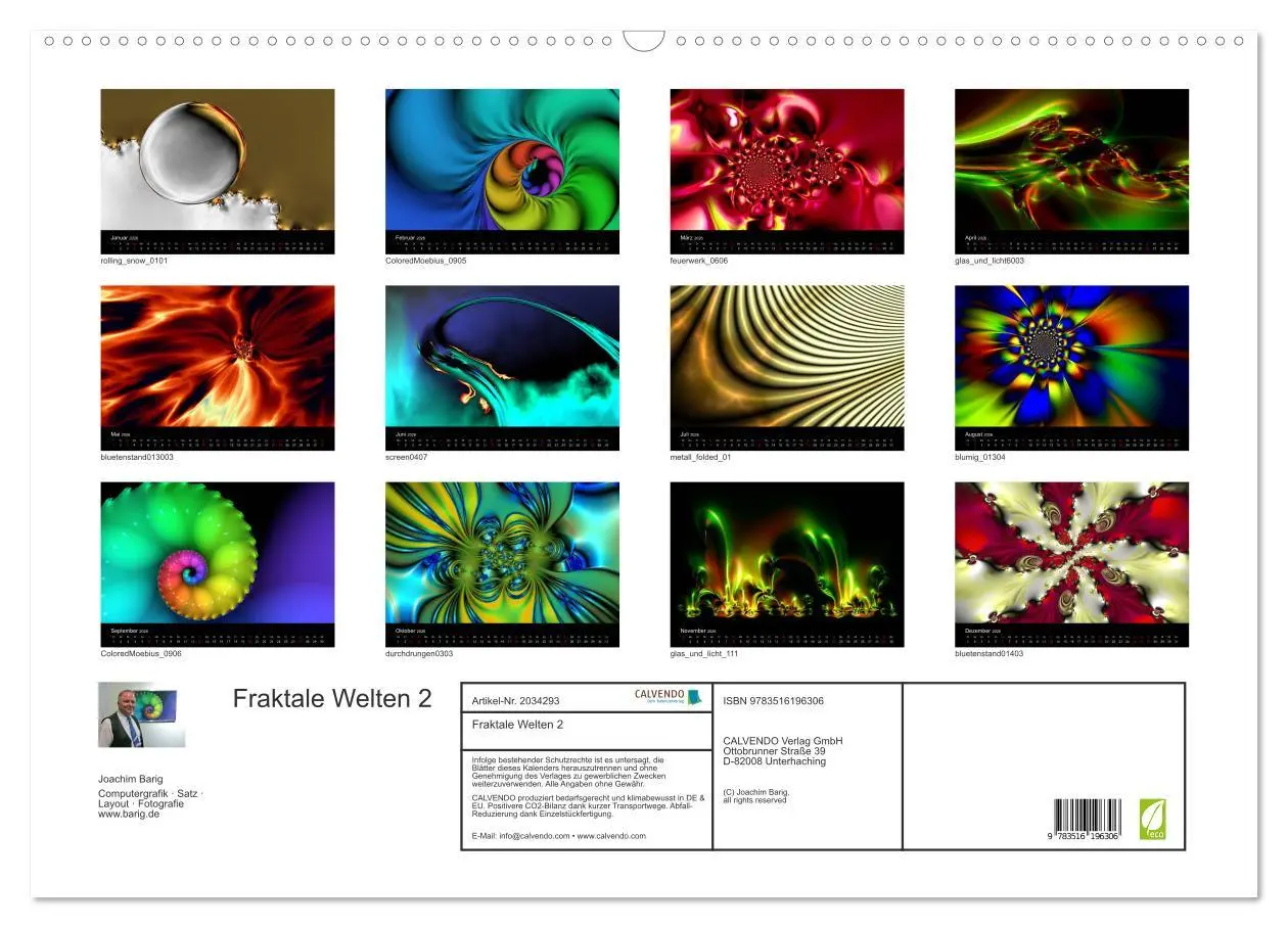 Bild: 9783516196306 | Fraktale Welten 2 (Wandkalender 2026 DIN A2 quer), CALVENDO...