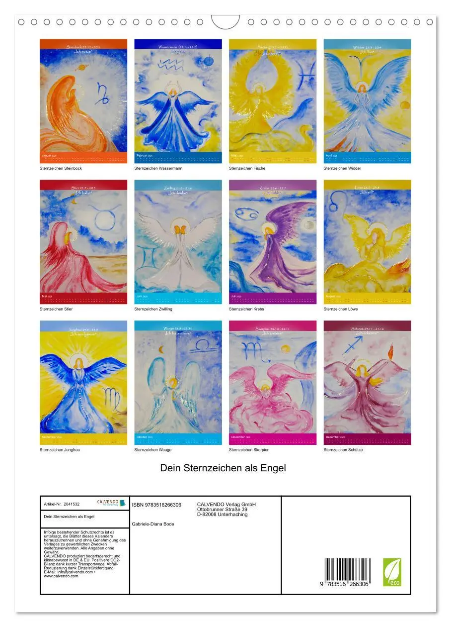 Bild: 9783516266306 | Dein Sternzeichen als Engel (Wandkalender 2026 DIN A3 hoch),...