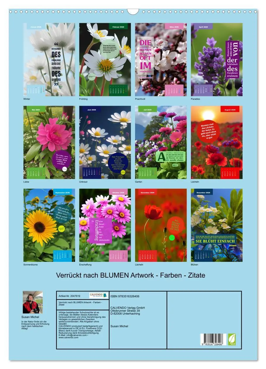 Bild: 9783516326406 | Verrückt nach BLUMEN Artwork - Farben - Zitate (Wandkalender 2026...