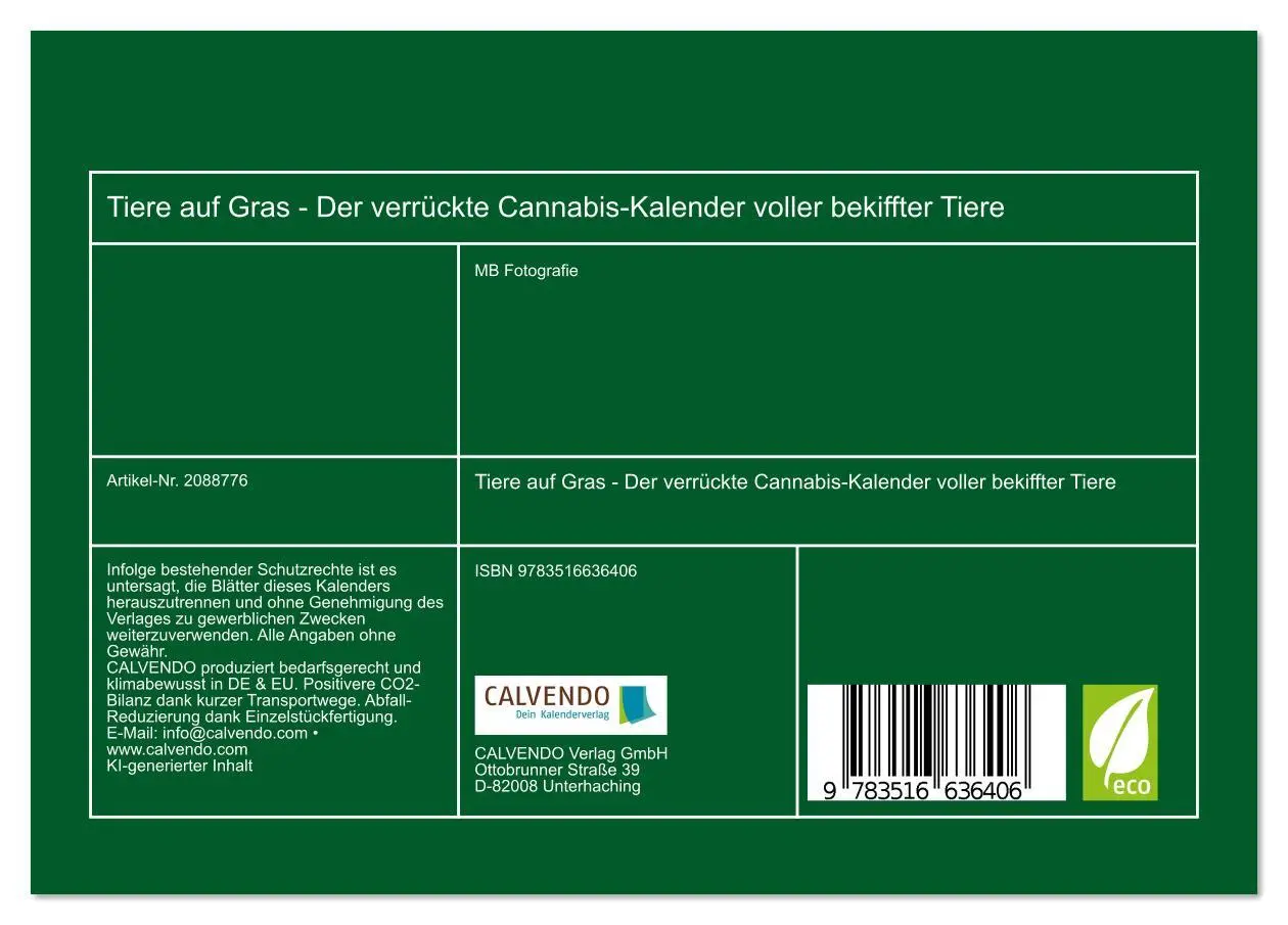 Bild: 9783516636406 | Tiere auf Gras - Der verrückte Cannabis-Kalender voller bekiffter...