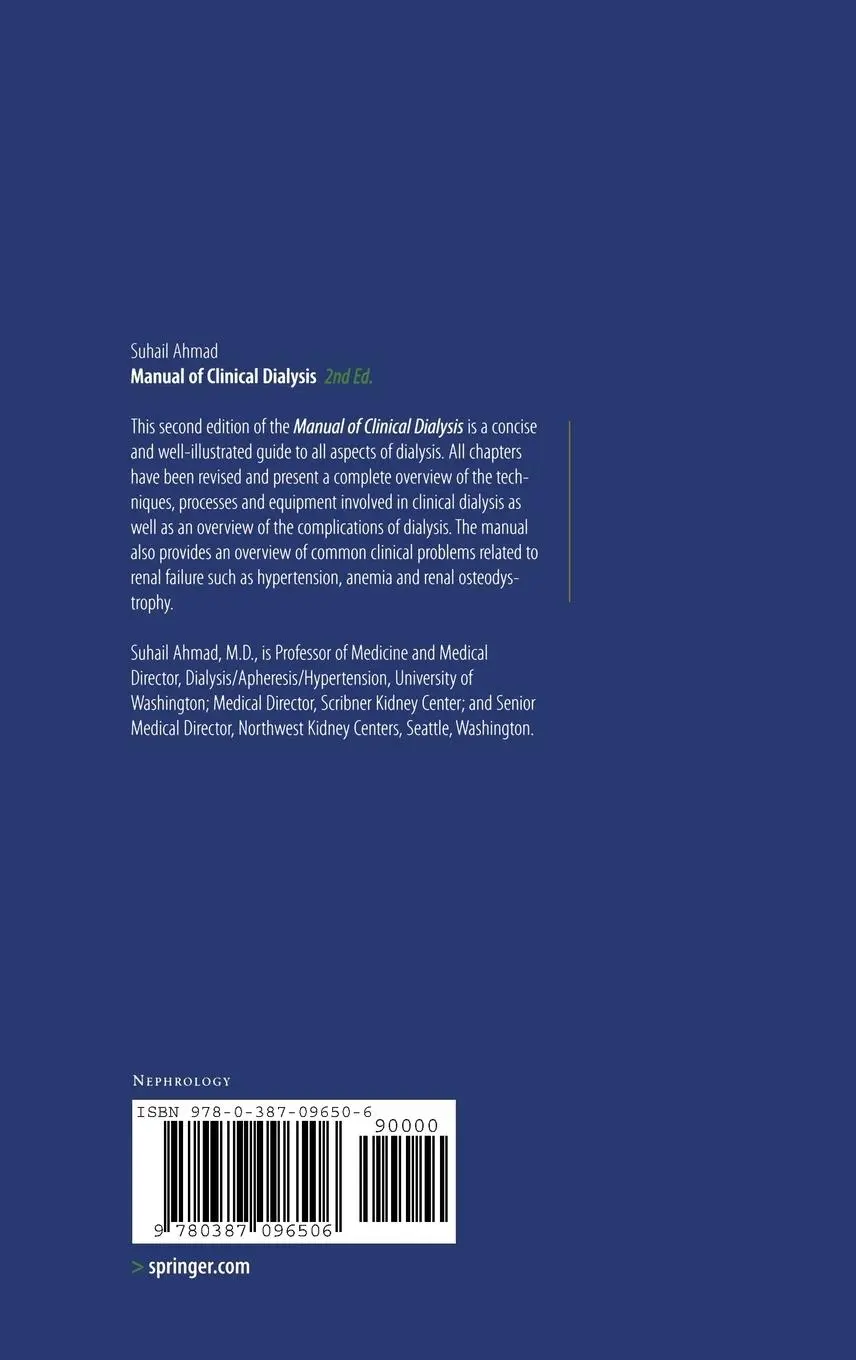 Rückseite: 9780387096506 | Manual of Clinical Dialysis | Suhail Ahmad | Buch | xxiii | Englisch