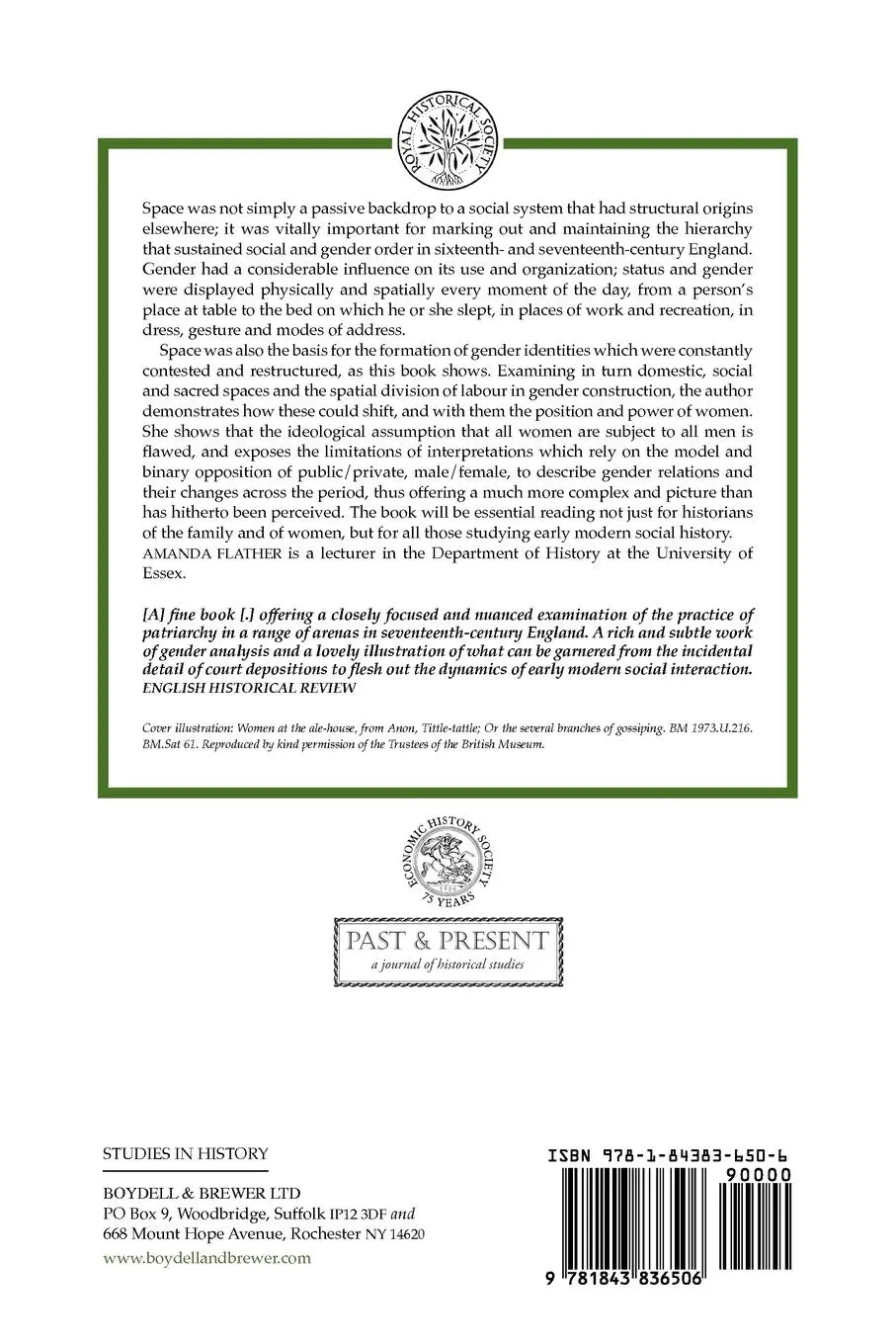 Rückseite: 9781843836506 | Gender and Space in Early Modern England Gender and Space in Early...