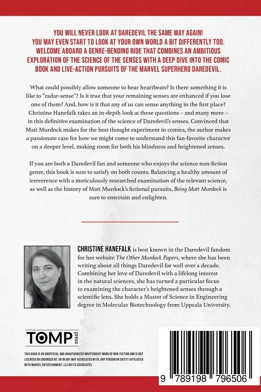 Rückseite: 9789198796506 | Being Matt Murdock | One Fan's Journey Into the Science of Daredevil