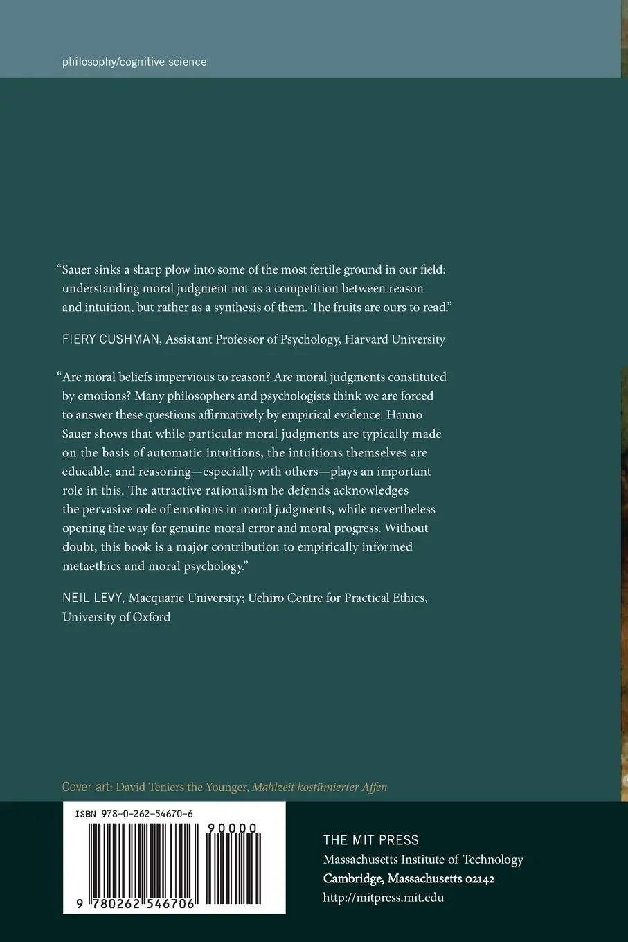 Rückseite: 9780262546706 | Moral Judgments as Educated Intuitions | Hanno Sauer | Taschenbuch