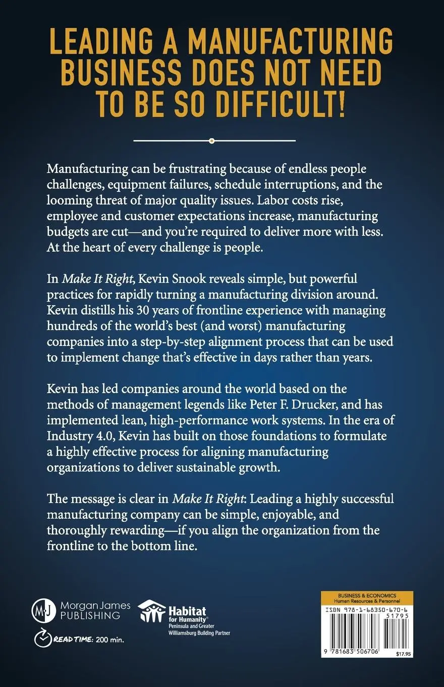 Rückseite: 9781683506706 | Make It Right | Kevin Snook | Taschenbuch | Kartoniert / Broschiert