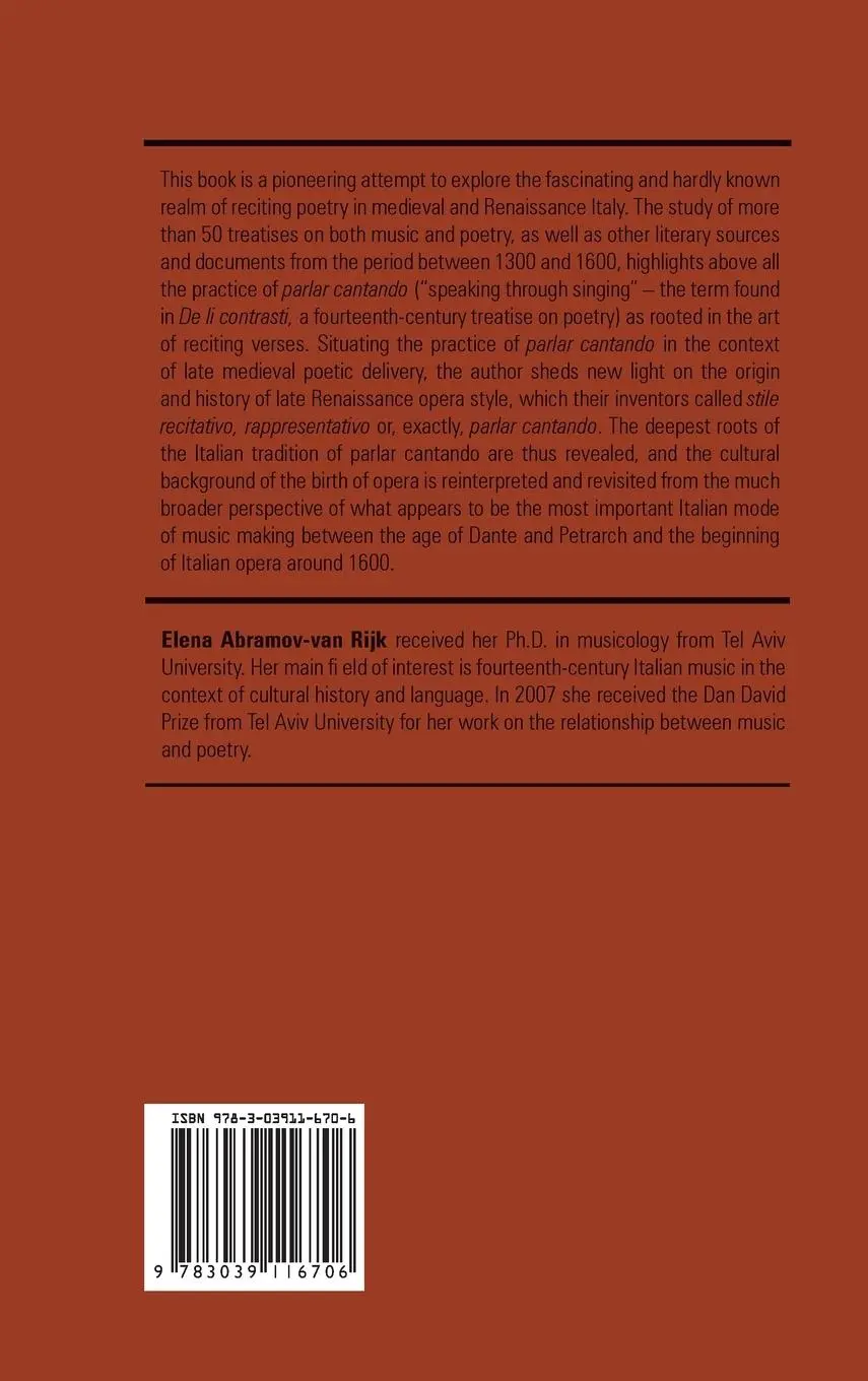Rückseite: 9783039116706 | Parlar cantando | Elena Abramov Van Rijk | Buch | 416 S. | Englisch