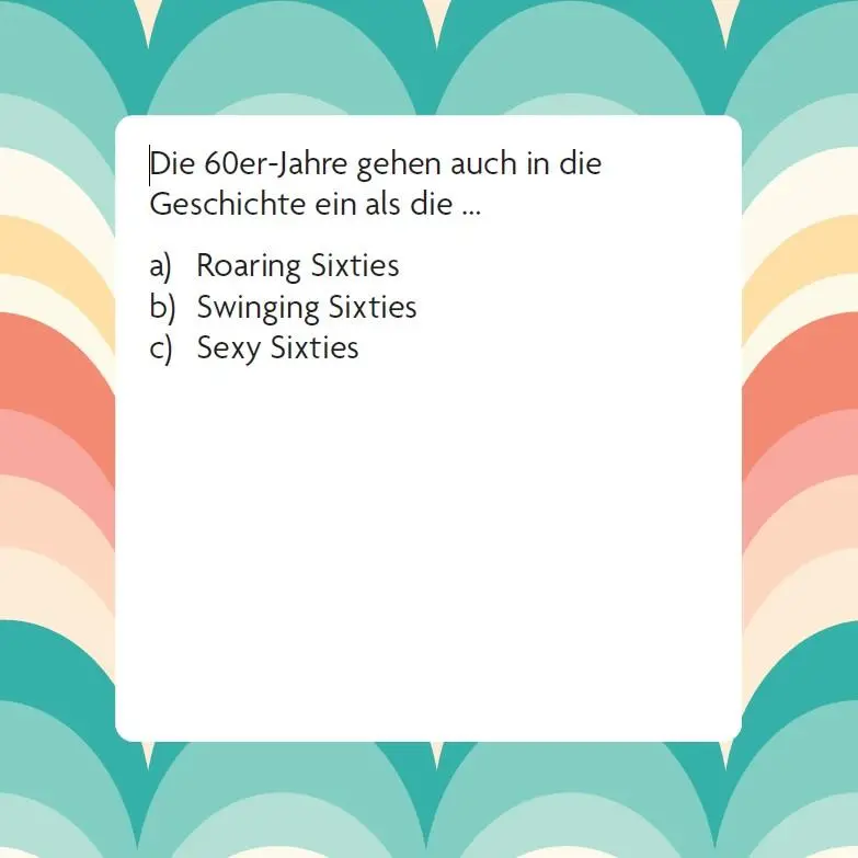 Bild: 9783747206706 | Das 60er Quiz | Box mit 66 Spielkarten und Anleitung | Helmer (u. a.)