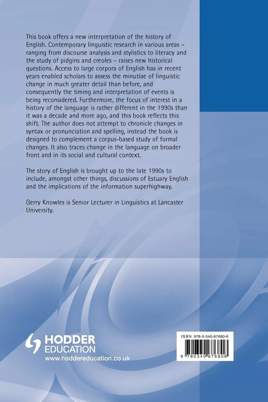 Rückseite: 9780340676806 | A Cultural History of the English Language | Gerry Knowles | Buch