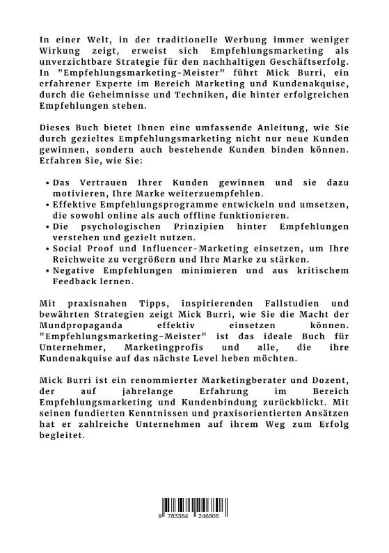 Rückseite: 9783384246806 | Empfehlungsmarketing- Meister | Mick Burri | Taschenbuch | Paperback