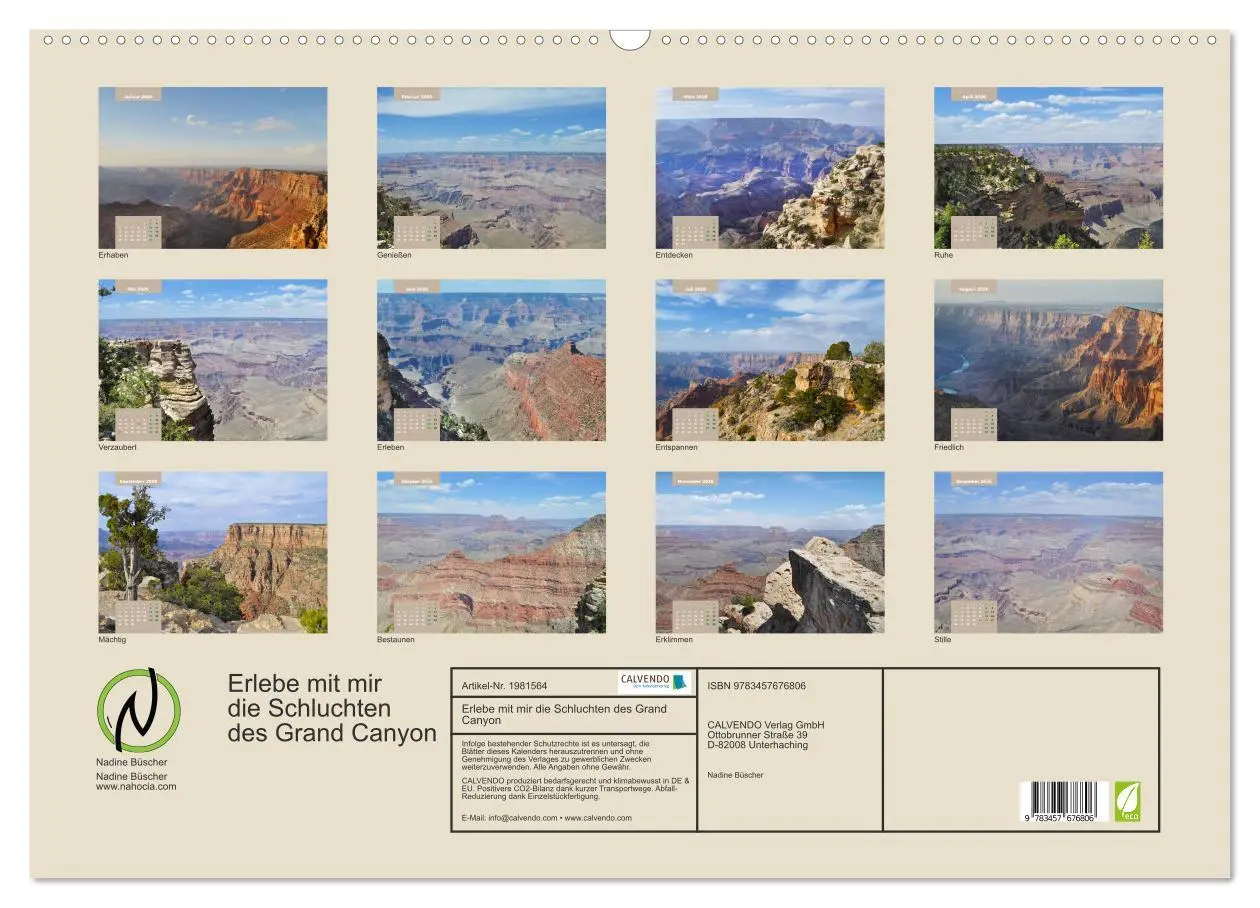 Bild: 9783457676806 | Erlebe mit mir die Schluchten des Grand Canyon (Wandkalender 2026...
