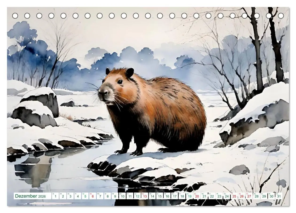 Bild: 9783457816806 | Das Capybara (Tischkalender 2026 DIN A5 quer), CALVENDO Monatskalender
