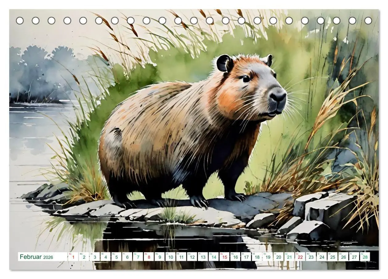 Bild: 9783457816806 | Das Capybara (Tischkalender 2026 DIN A5 quer), CALVENDO Monatskalender