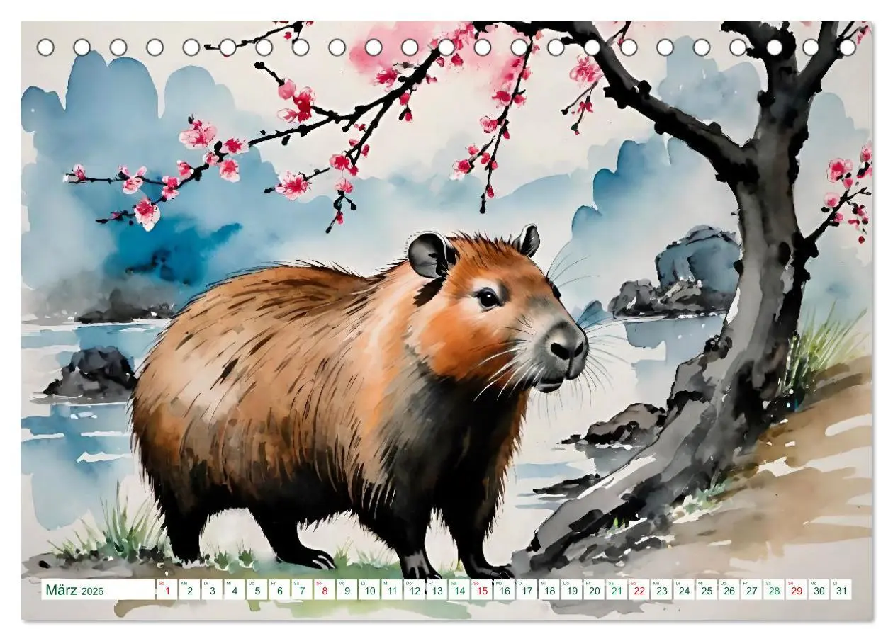 Bild: 9783457816806 | Das Capybara (Tischkalender 2026 DIN A5 quer), CALVENDO Monatskalender