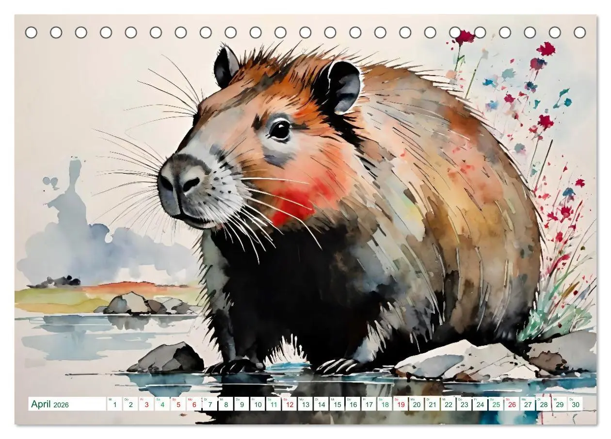 Bild: 9783457816806 | Das Capybara (Tischkalender 2026 DIN A5 quer), CALVENDO Monatskalender