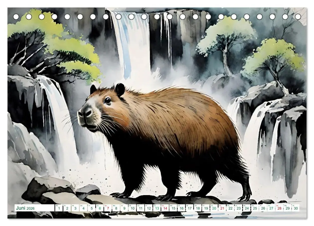 Bild: 9783457816806 | Das Capybara (Tischkalender 2026 DIN A5 quer), CALVENDO Monatskalender