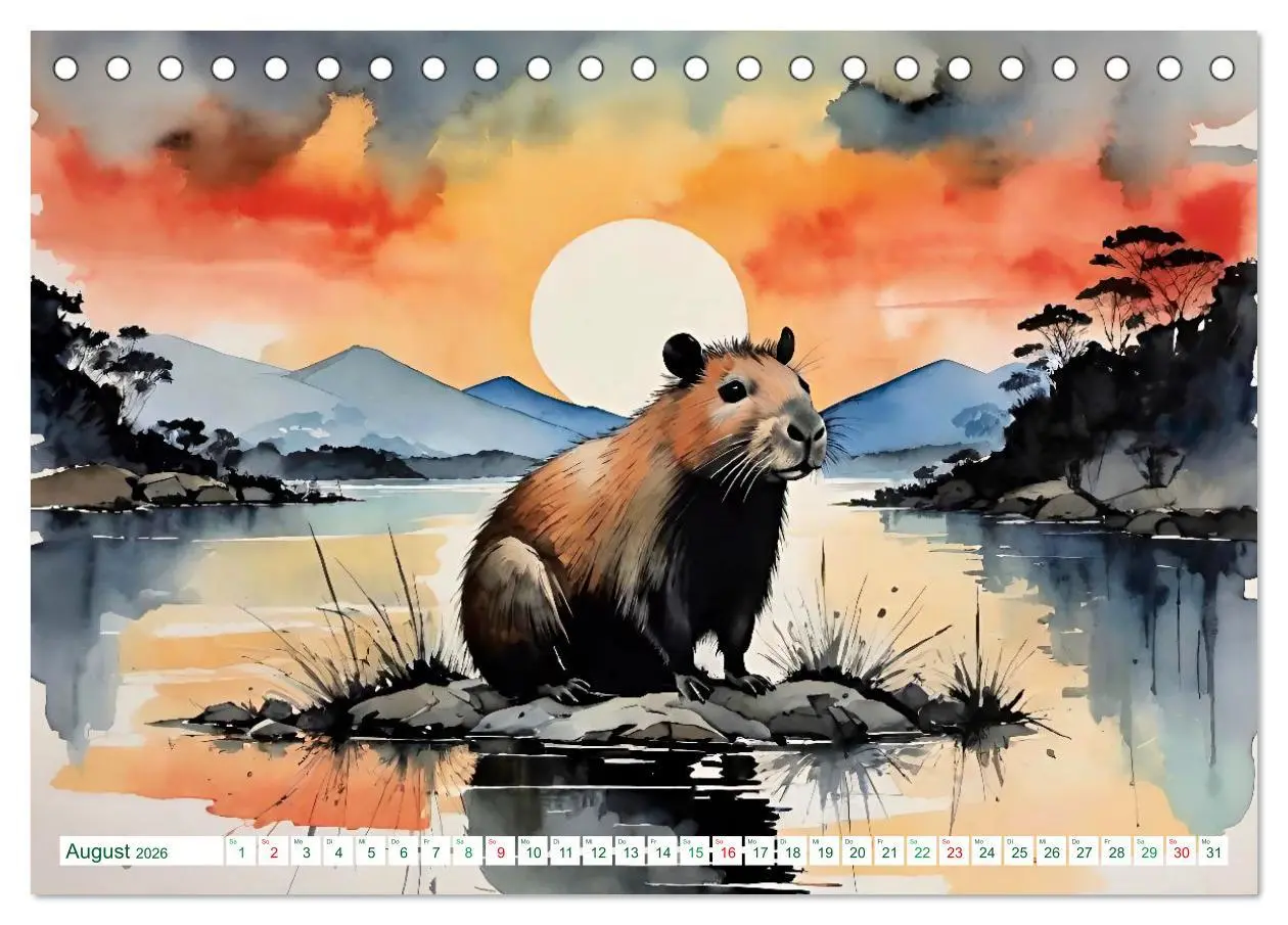 Bild: 9783457816806 | Das Capybara (Tischkalender 2026 DIN A5 quer), CALVENDO Monatskalender