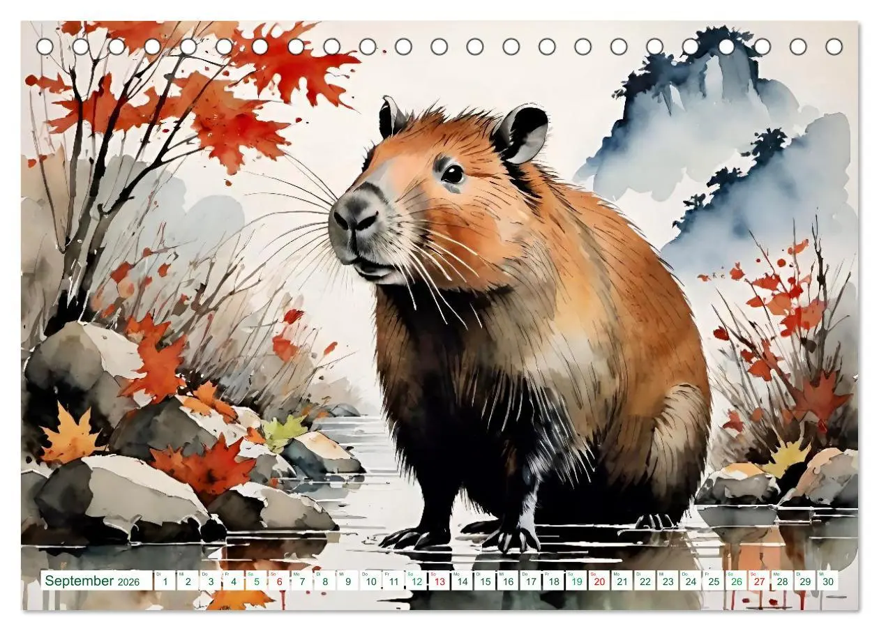 Bild: 9783457816806 | Das Capybara (Tischkalender 2026 DIN A5 quer), CALVENDO Monatskalender
