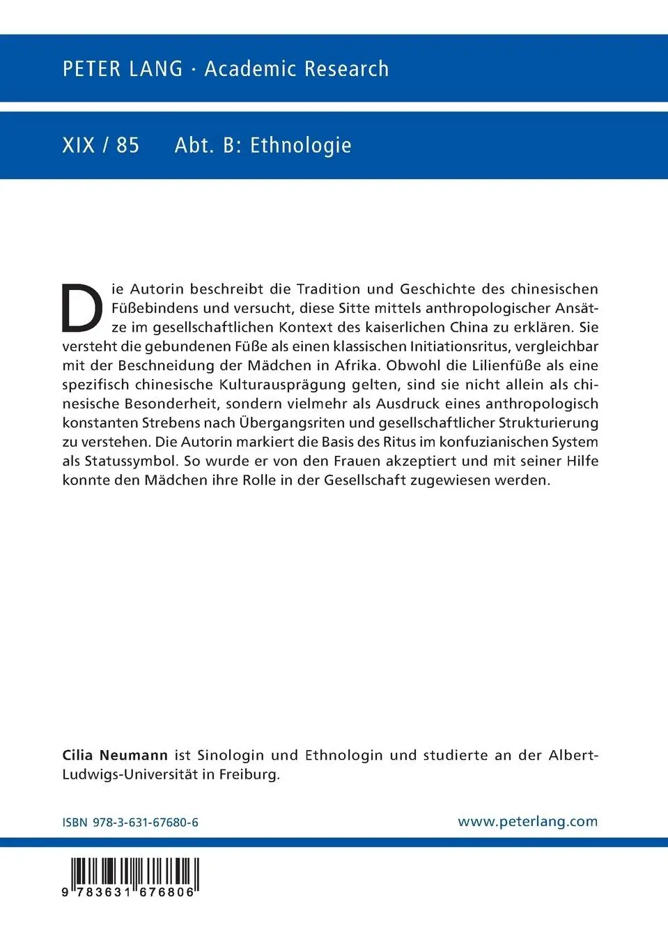 Rückseite: 9783631676806 | Lilienfüße in China | Aschenputtels Erbe | Cilia Neumann | Taschenbuch