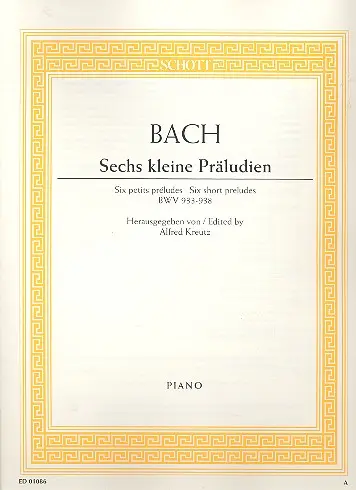 Cover: 9790001086806 | Kleine Preludien(6) Bwv933-938 P | Johann Sebastian Bach | Buch
