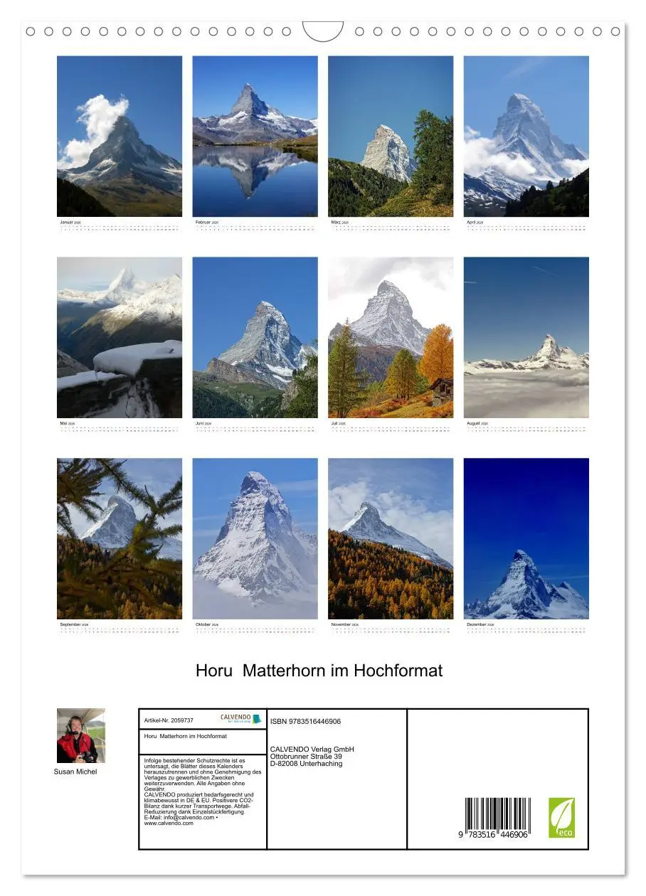 Bild: 9783516446906 | Horu Matterhorn im Hochformat (Wandkalender 2026 DIN A3 hoch),...