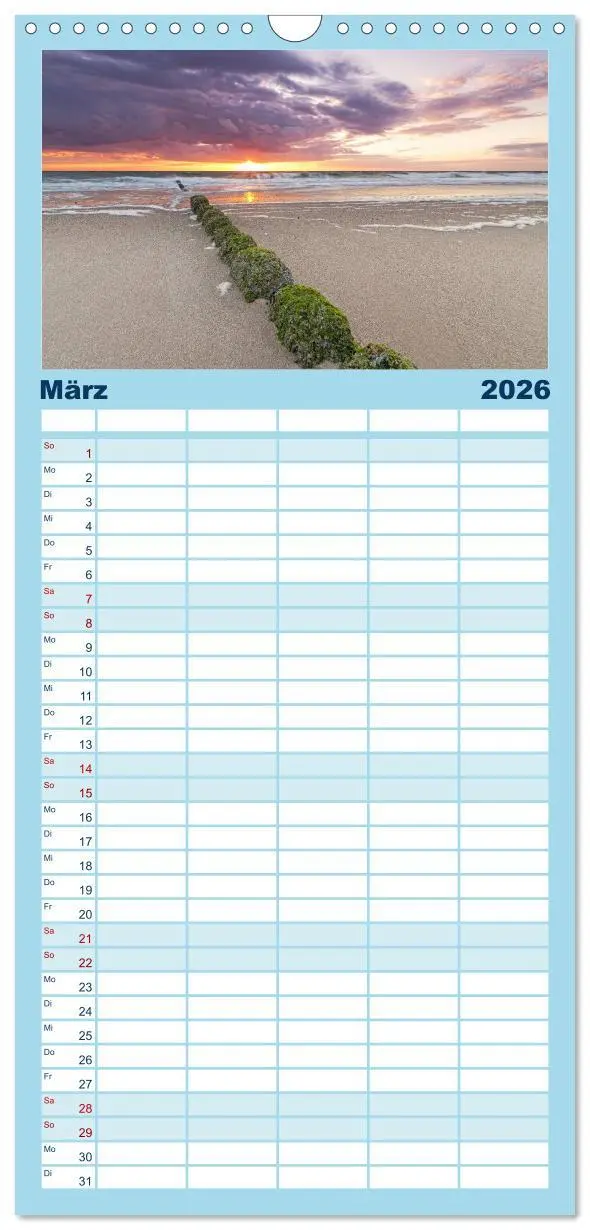 Bild: 9783516516906 | Familienplaner 2026 - Sylter Lichtstimmungen mit 5 Spalten...