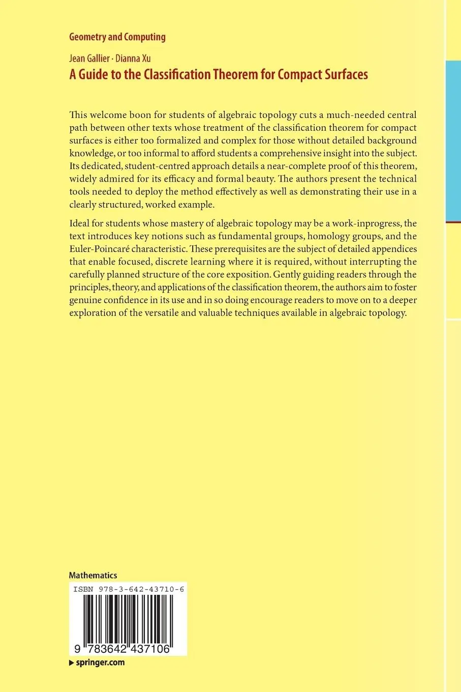 Rückseite: 9783642437106 | A Guide to the Classification Theorem for Compact Surfaces | Buch