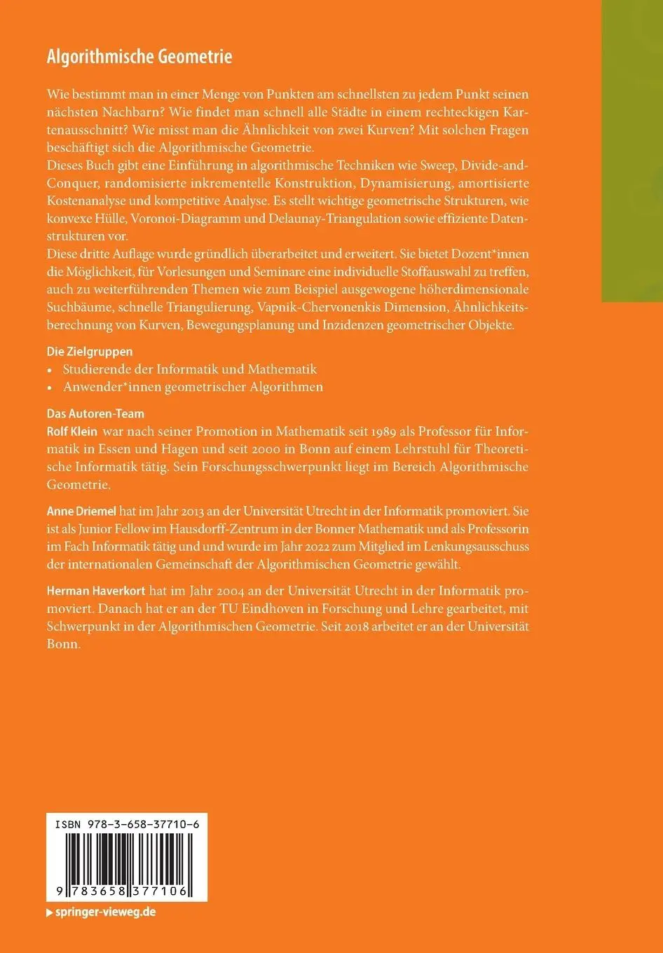 Rückseite: 9783658377106 | Algorithmische Geometrie | Grundlagen, Methoden, Anwendungen | Buch