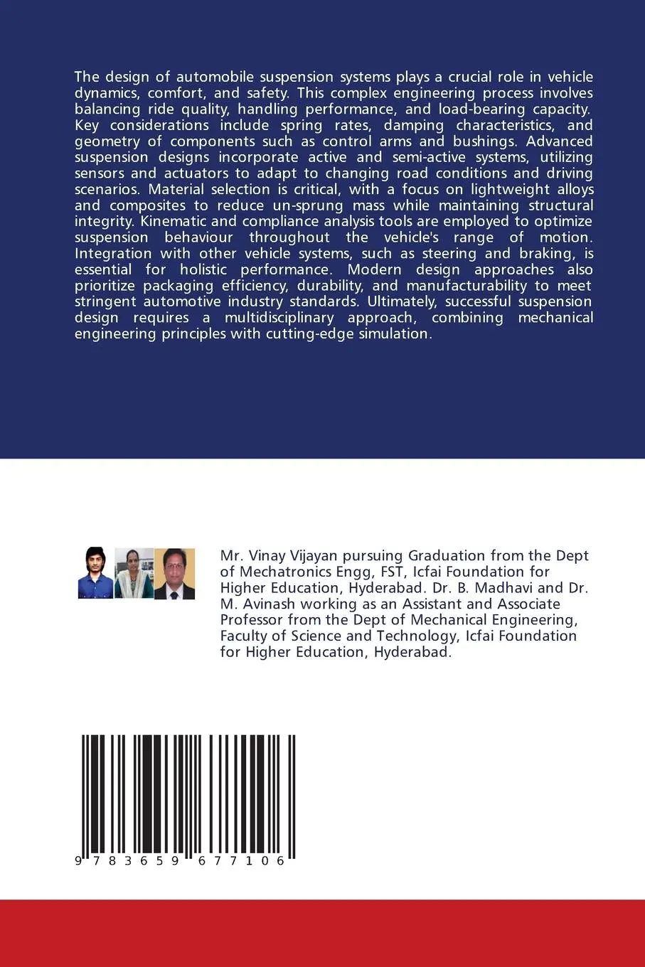 Rückseite: 9783659677106 | Innovative Approaches to Automotive Suspension Design | Taschenbuch