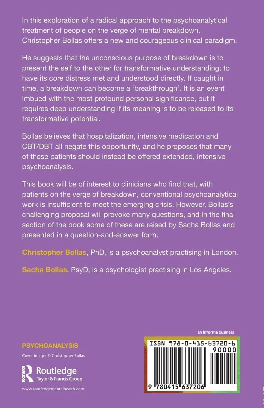 Rückseite: 9780415637206 | Catch Them Before They Fall | The Psychoanalysis of Breakdown | Bollas