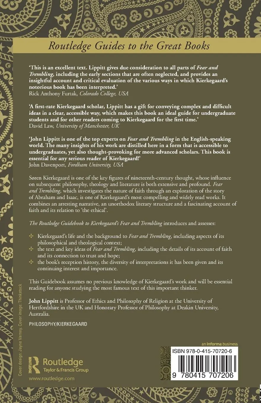 Rückseite: 9780415707206 | The Routledge Guidebook to Kierkegaard's Fear and Trembling | Lippitt