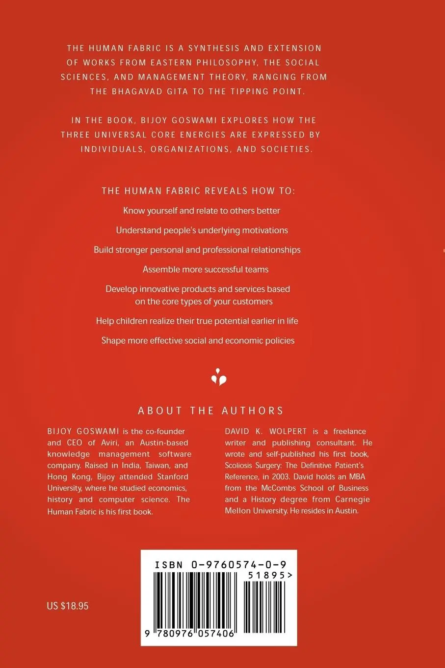 Rückseite: 9780976057406 | The Human Fabric | Bijoy Goswami (u. a.) | Taschenbuch | Englisch