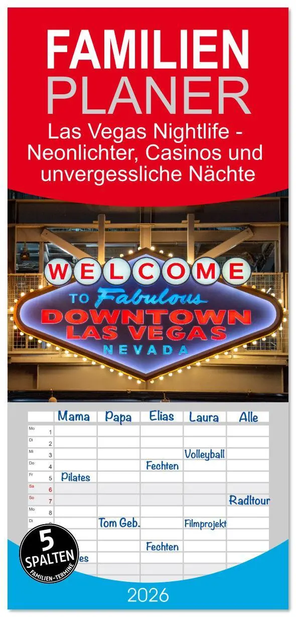 Cover: 9783516607406 | Familienplaner 2026 - Las Vegas Nightlife - Neonlichter, Casinos...