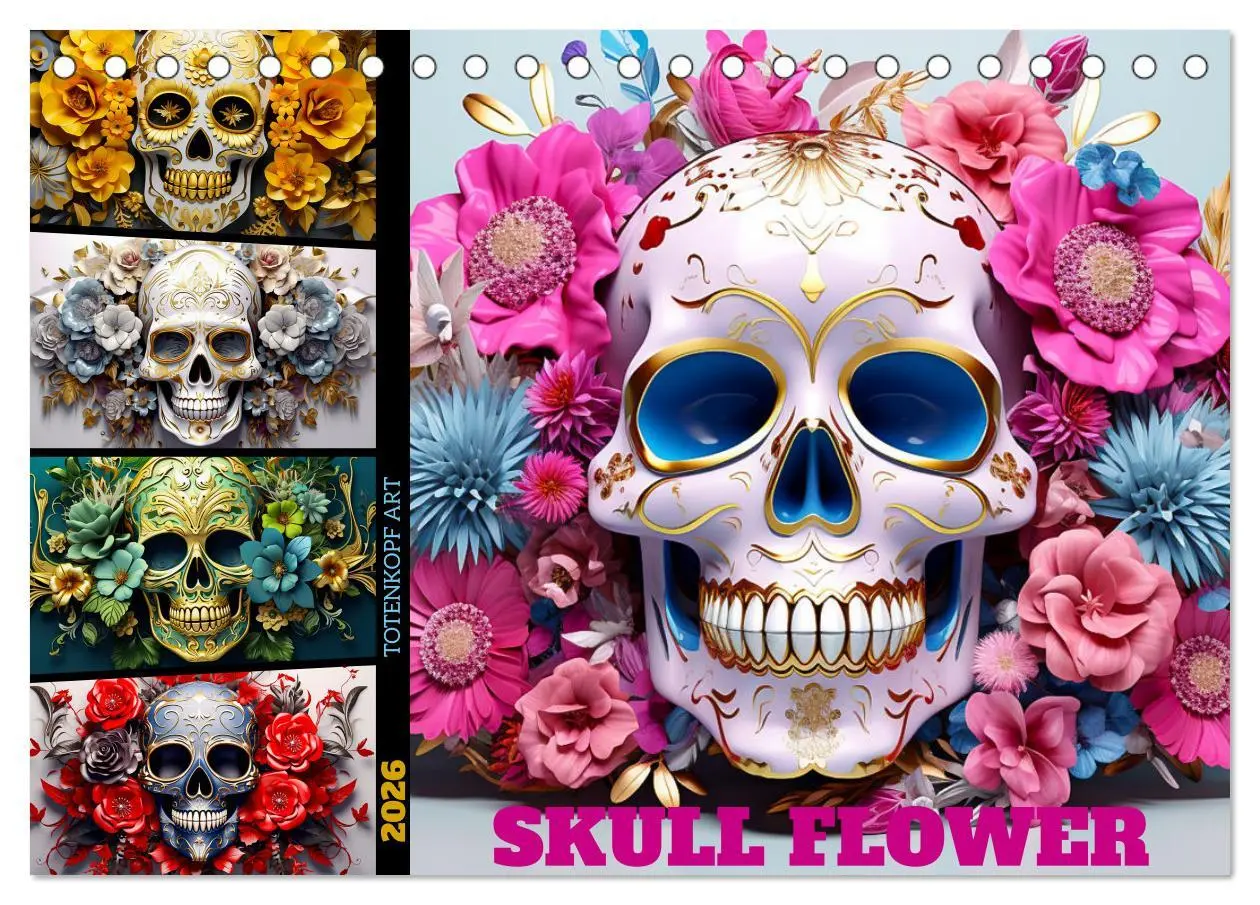 Cover: 9783457507506 | Skull Flower - Totenkopf ART (Tischkalender 2026 DIN A5 quer),...
