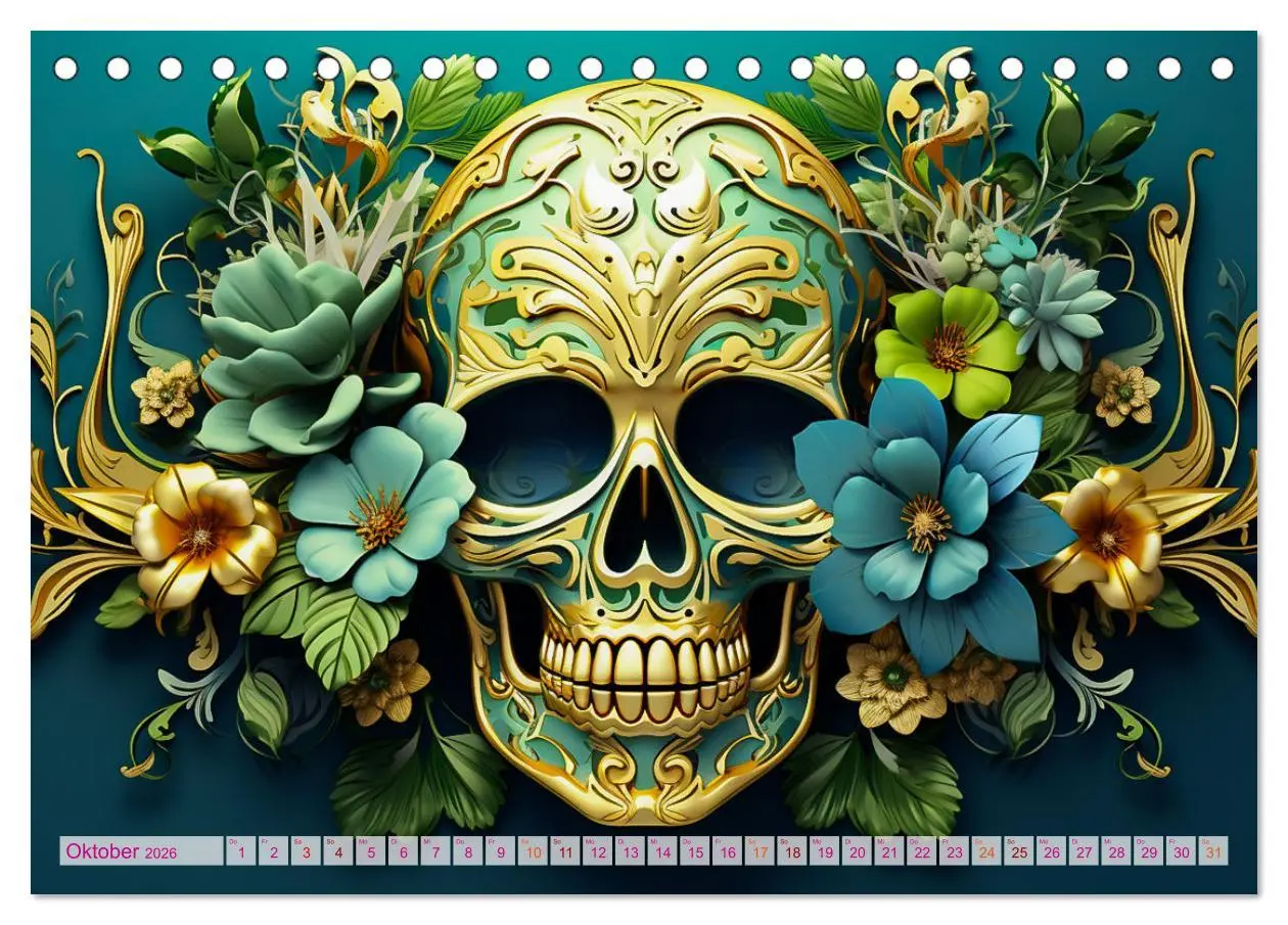 Bild: 9783457507506 | Skull Flower - Totenkopf ART (Tischkalender 2026 DIN A5 quer),...