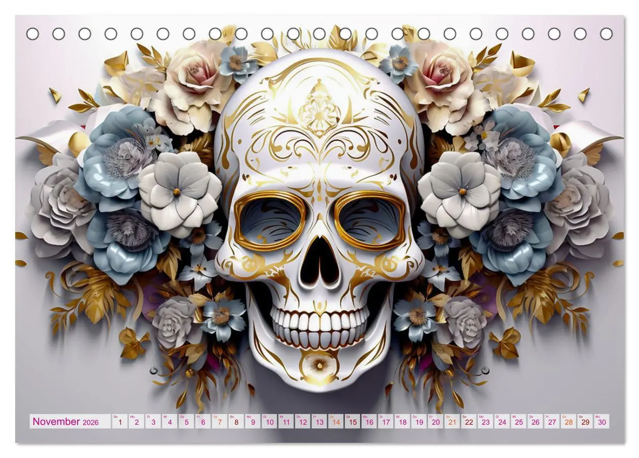 Bild: 9783457507506 | Skull Flower - Totenkopf ART (Tischkalender 2026 DIN A5 quer),...