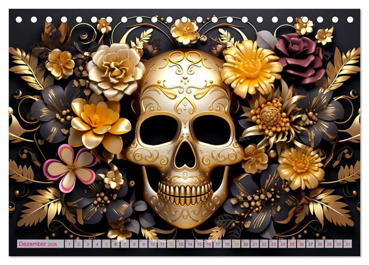 Bild: 9783457507506 | Skull Flower - Totenkopf ART (Tischkalender 2026 DIN A5 quer),...