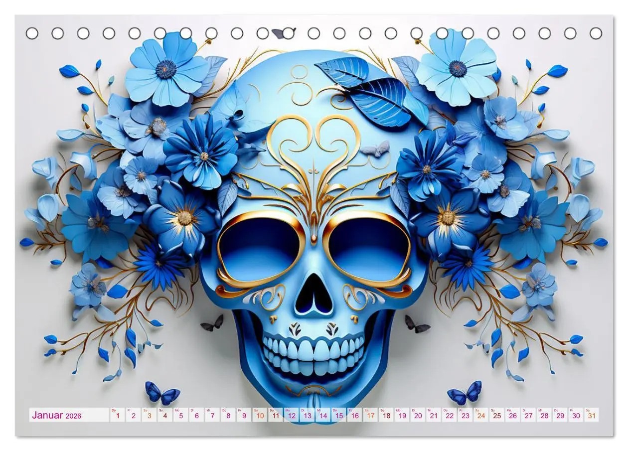 Bild: 9783457507506 | Skull Flower - Totenkopf ART (Tischkalender 2026 DIN A5 quer),...