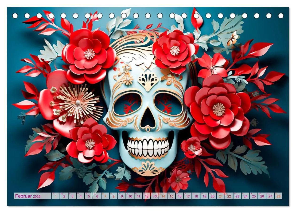 Bild: 9783457507506 | Skull Flower - Totenkopf ART (Tischkalender 2026 DIN A5 quer),...
