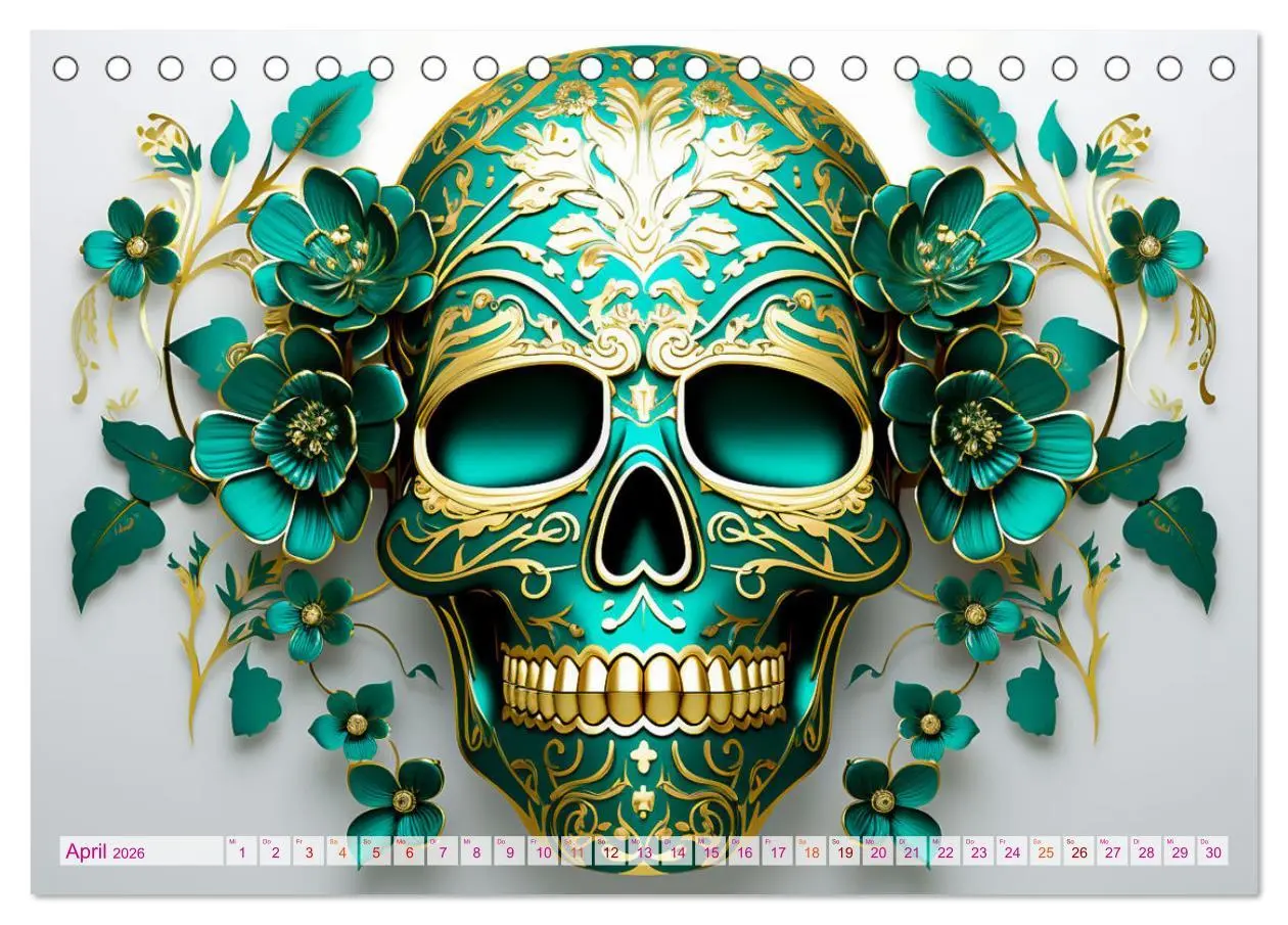 Bild: 9783457507506 | Skull Flower - Totenkopf ART (Tischkalender 2026 DIN A5 quer),...