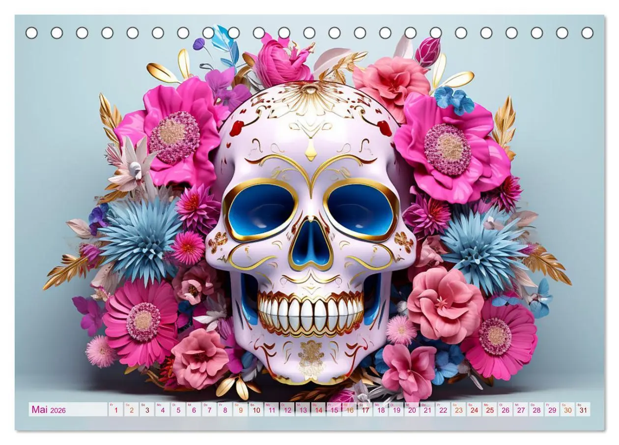 Bild: 9783457507506 | Skull Flower - Totenkopf ART (Tischkalender 2026 DIN A5 quer),...