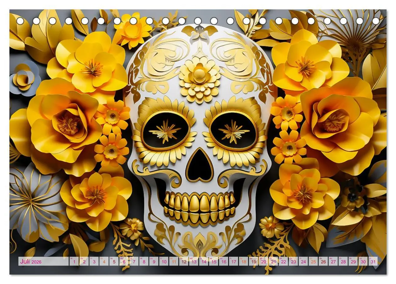 Bild: 9783457507506 | Skull Flower - Totenkopf ART (Tischkalender 2026 DIN A5 quer),...